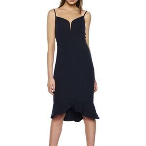 bardot kristen peplum dress black sleeveless sweetheart neck ruffle 6 / Small
